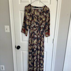 Long sleeve floral print dress